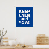 "Behalt Ruhe und Stimme" weiß, blau Poster (Küche)