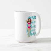 Behalt Ruhe und surfe auf brünettem Mädchen Kaffeetasse (VorderseiteRechts)