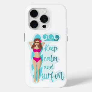 Behalt Ruhe und surfe auf der brünetten Girl Card Case-Mate iPhone Hülle