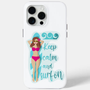 Behalt Ruhe und surfe auf der brünetten Girl Card Case-Mate iPhone Hülle