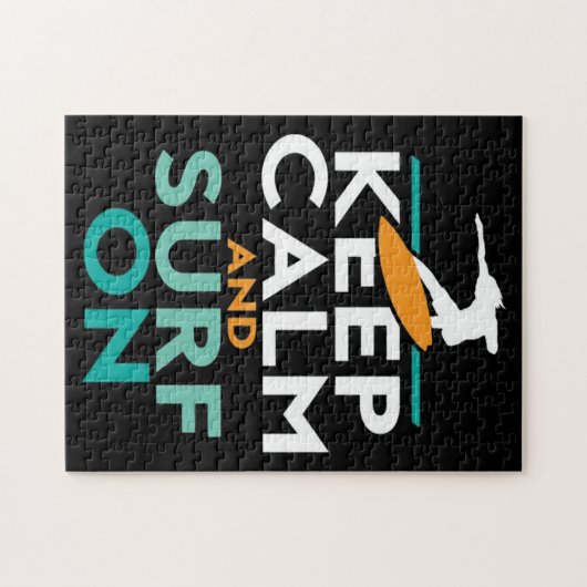 Behalt Ruhe und Surfen auf Surfer Liebe Surfen Puzzle (Horizontal)