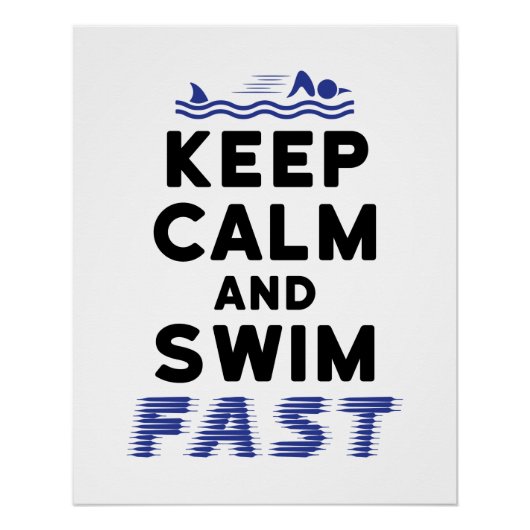 Behalt Ruhe und Swim Fast Funny Fin Poster (Vorderseite)