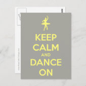 Behalt Ruhe und Tanz auf Grau auf Gelb Postkarte (Vorne/Hinten)