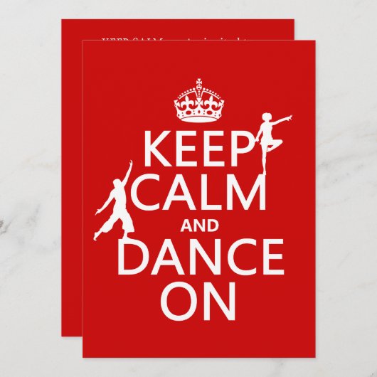 Behalt Ruhe und Tanz On (in allen Farben) Einladung (Vorne/Hinten)