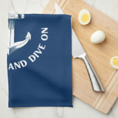 Behalt Ruhe und tauche auf, Anchor Navy Blau Geschirrtuch (Viertel Falte)