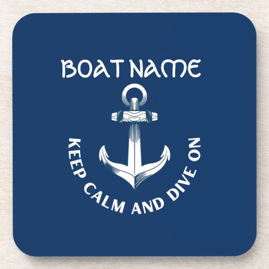 Behalt Ruhe und tauche auf, Anchor Navy Blau Getränkeuntersetzer (Vorderseite)