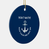 Behalt Ruhe und tauche auf, Anchor Navy Blau Keramik Ornament (Rechts)
