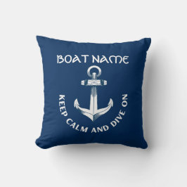 Behalt Ruhe und tauche auf, Anchor Navy Blau Kissen