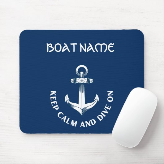 Behalt Ruhe und tauche auf, Anchor Navy Blau Mousepad (Mit Mouse)