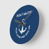 Behalt Ruhe und tauche auf, Anchor Navy Blau Runde Wanduhr (Winkel)
