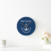Behalt Ruhe und tauche auf, Anchor Navy Blau Runde Wanduhr (Zuhause)