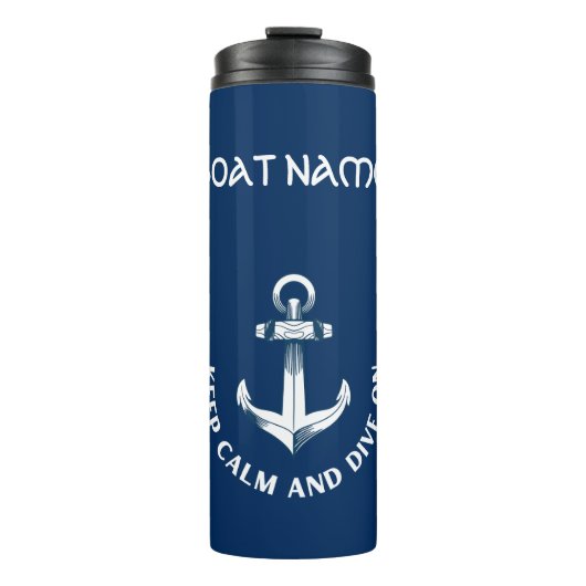 Behalt Ruhe und tauche auf, Anchor Navy Blau Thermosbecher (Vorderseite)