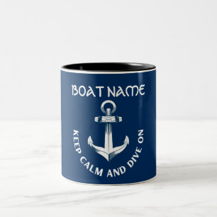 Behalt Ruhe und tauche auf, Anchor Navy Blau Zweifarbige Tasse