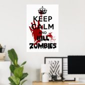 Behalt Ruhe und töte Zombies Weißes Poster (Heimbüro)
