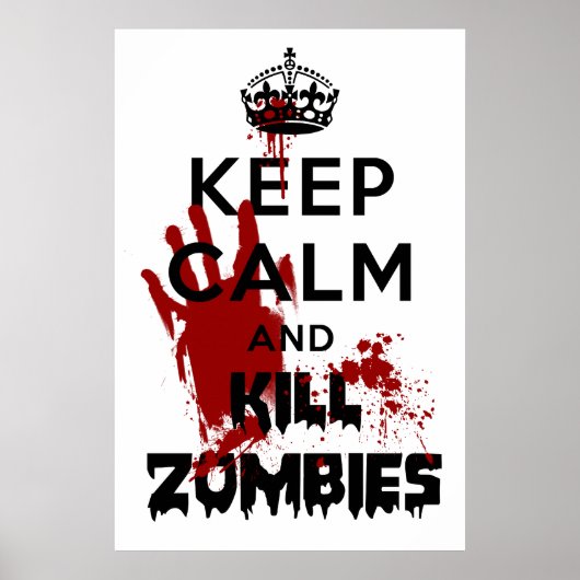 Behalt Ruhe und töte Zombies Weißes Poster (Vorne)