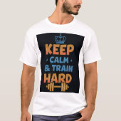 Behalt Ruhe und Train Hard T-Shirt (Vorderseite)
