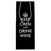 Behalt Ruhe und trinke Wein komisch schwarze Gesch Geschenktüte Für Weinflaschen (Rückseite)