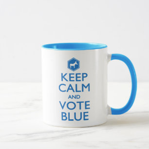 Behalt Ruhe und Vote Blau Tasse