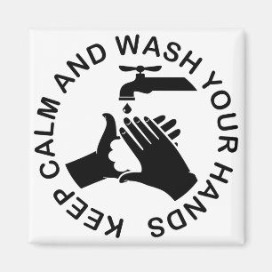 Behalt Ruhe und wasche deine Hände, Viren, Office Magnet