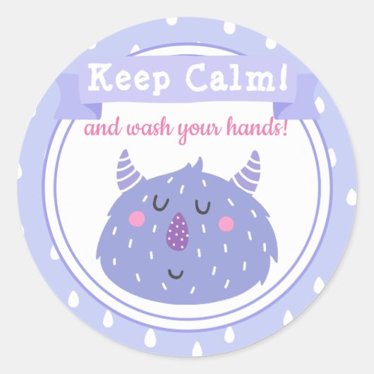 Behalt Ruhe und wasche dir die Hände! Stopp des Co Runder Aufkleber (Vorderseite)