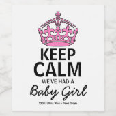Behalt Ruhe Wir hatten ein Baby Mädchen, Baby Ankü Weinetikett (Einzelnes Label)