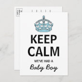 Behalt Ruhe, wir hatten einen Babyjungen, Kinderan Ankündigungspostkarte (Vorne/Hinten)