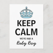Behalt Ruhe, wir hatten einen Babyjungen, Kinderan Ankündigungspostkarte (Vorderseite)