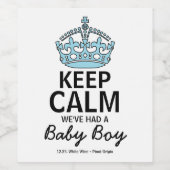 Behalt Ruhe, wir hatten einen Babyjungen, Kinderan Weinetikett (Einzelnes Label)