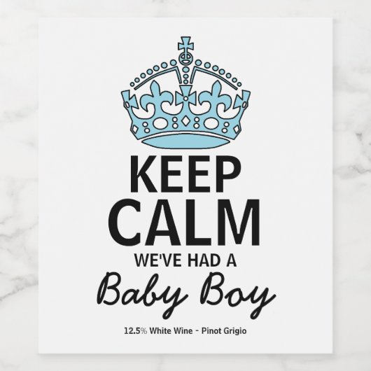 Behalt Ruhe, wir hatten einen Babyjungen, Kinderan Weinetikett (Einzelnes Label)