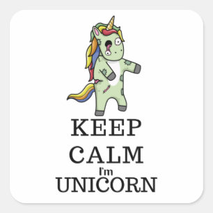 Behalt ruhig Ich bin Unicorn Halloween Zombie Quadratischer Aufkleber