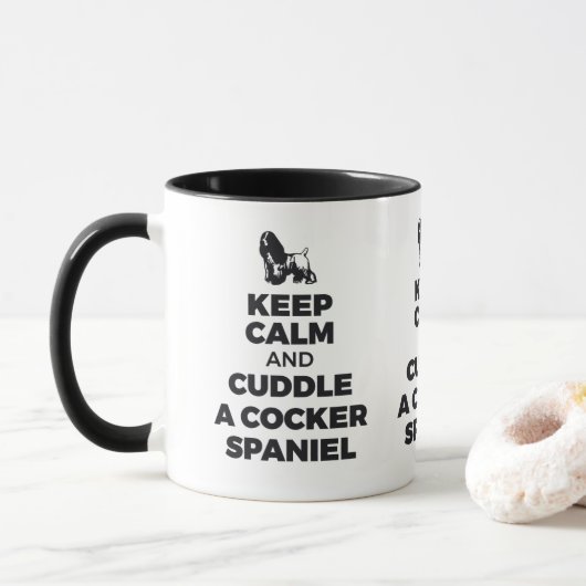 Behalt ruhig und kuscheln eine cocker spanische Ta Tasse (Mit Donut)