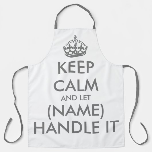 Behalt ruhig und lass es mit der weißen und grauen schürze (Vorderseite)