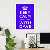 Behalt ruhig und stimme mit Dave ~ UK-Politik über Poster (Heimbüro)