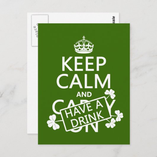 Behalt ruhig und trinken (irisch) (in allen Farben Postkarte (Vorne/Hinten)
