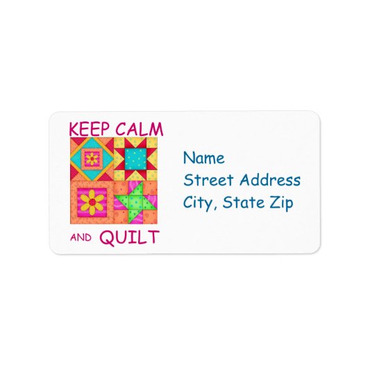 Behalt ruhiger und farbenfroher Patchwork-Blöcke Adressaufkleber (Vorne)