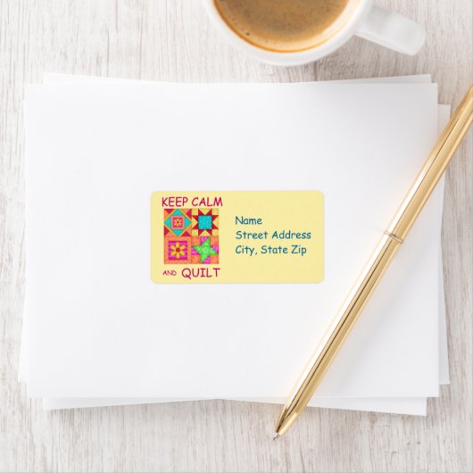 Behalt ruhiger und farbenfroher Patchwork-Blöcke Adressaufkleber (Insitu)