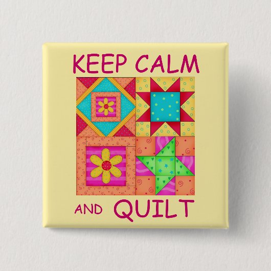 Behalt ruhiger und farbenfroher Patchwork-Blöcke Button (Vorderseite)
