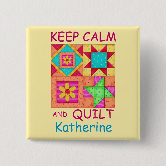 Behalt ruhiger und farbenfroher Patchwork-Blöcke Button (Vorderseite)