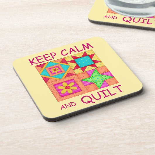 Behalt ruhiger und farbenfroher Patchwork-Blöcke Getränkeuntersetzer (Linke Seite)