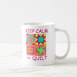 Behalt ruhiger und farbenfroher Patchwork-Blöcke Kaffeetasse