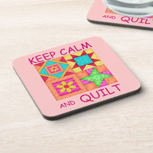 Behalt ruhiger und farbenfroher Patchwork-Blöcke Untersetzer (Linke Seite)