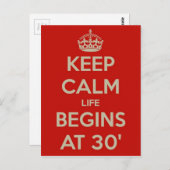 Behalt ruhiges Leben beginnt um 30 Postkarte (Vorne/Hinten)