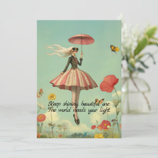 Behalt Shining Whimsical Girl Grußkarte Karte
