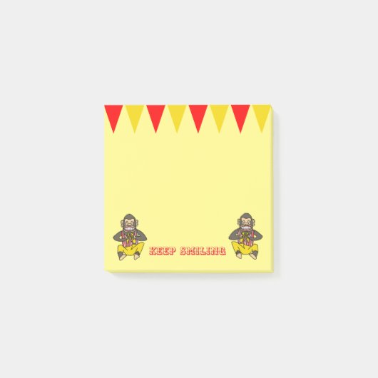 "BEHALT SMILING", ist das Leben ein Zirkus nach de Post-it Klebezettel (Vorderseite)