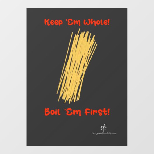 Behalt Spaghetti Ganzes und Erste-Fenster-Klammern Fensteraufkleber (Blatt)