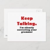 Behalt, still zu reden, dein Grammatik zu korrigie Postkarte (Vorne/Hinten)