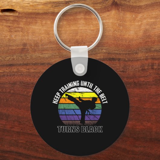 Behalt Training bis der Gürtel schwarze Karate sh Schlüsselanhänger (Vorderseite)