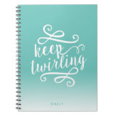 Behalt Twirling Aqua & White Gradient Ombre Zitat Notizblock (Vorderseite)