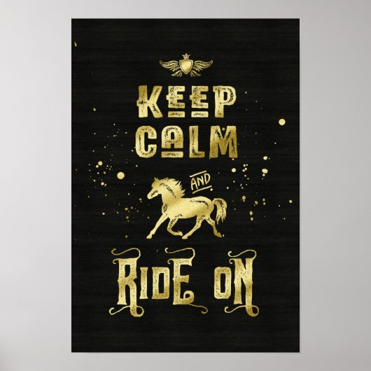 Behalt und Fahrt auf GoldpferdTypografie Poster (Vorne)