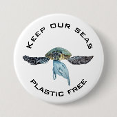 Behalt unsere glasfreie Aquarellschildkröte Button (Vorderseite)